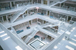 Decorative image of staircases in library