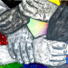 Queerschluss poster with image of linked hands