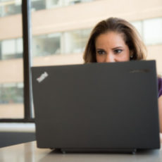 Decorative photo of woman working on laptop