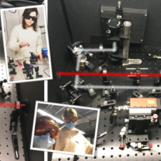 Decorative collage photo of lab equipment and scientists