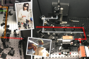Decorative collage photo of lab equipment and scientists