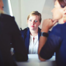 Decorative photo of person being interviewed for job