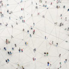 Decorative photo of many people connected by lines