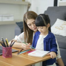 Decorative photo of caregiver with child