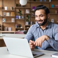 decorative photo of person attending remote meeting