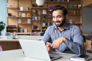 decorative photo of person attending remote meeting