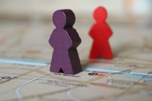 decorative photo of two playing pieces of a boardgame